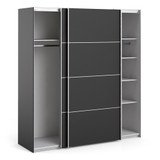 Verona 180cm Sliding Wardrobe with 5 Shelves in Black