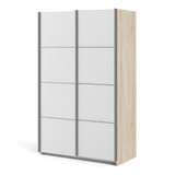 Verona 120cm Sliding Wardrobe with 2 Shelves in White & Oak Effect