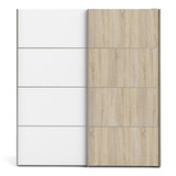 Verona 180cm Sliding Wardrobe with 2 Shelves in Mixed White & Oak Effect