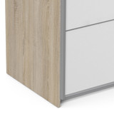 Verona 180cm Sliding Wardrobe with 2 Shelves in White & Oak Effect