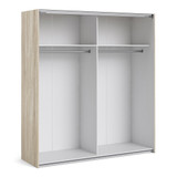 Verona 180cm Sliding Wardrobe with 2 Shelves in White & Oak Effect