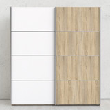 Verona 180cm Sliding Wardrobe with 2 Shelves in Mixed Oak Effect & White