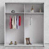 Verona 180cm Sliding Mirrored Wardrobe with 2 Shelves in White