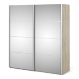 Verona 180cm Sliding Mirrored Wardrobe with 5 Shelves in Oak effect