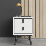 Winslow Rustic White 2 Drawer Bedside Cabinet