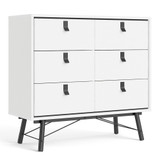 Winslow Rustic Matt White Double 6 Drawer Chest