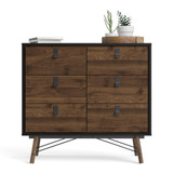 Winslow Rustic Matt Black Walnut Double Chest of 6 Drawers