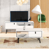 Winslow Rustic Matt White TV Unit