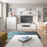 Fribo Large White TV Cabinet with 2 Doors and 1 Drawers