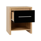 Seville Black and Oak 1 Drawer Bedside Cabinet