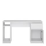 Fribo White Twin Pedestal Desk with 1 Door and 1 Drawer