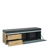 Luci Platinum and Oak TV Unit (1 Door 2 Drawer 180cm) (including LED lighting)