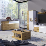 Luci White and Oak Sideboard (3 Doors, 2 Drawers) (including LED lighting) 