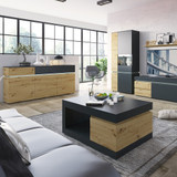 Luci Platinum and Oak Sideboard (3 Doors, 2 Drawers) (including LED lighting)