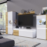 Luci White and Oak 4 Door Tall Display Cabinet RH (including LED lighting) 