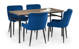 Carnegie Dining Table with 4 Luxe Blue Chairs