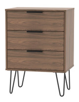 Hong Kong Carini Walnut 3 Drawer Midi Chest with Hairpin Legs Welcome Furniture