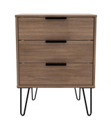 Hong Kong Carini Walnut 3 Drawer Midi Chest with Hairpin Legs Welcome Furniture