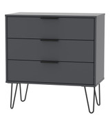 Hong Kong Graphite 3 Drawer Chest with Hairpin Legs Welcome Furniture