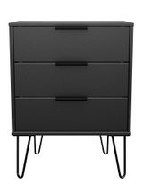 Hong Kong Graphite 3 Drawer Midi Chest with Hairpin Legs Welcome Furniture