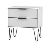 Hong Kong Grey Matt White 2 Drawer Midi Chest with Hairpin Legs