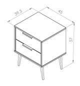 Hong Kong Matt White 2 Drawer Bedside Cabinet with Scandinavian Dark Legs