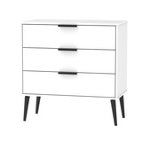 Hong Kong Matt White 3 Drawer Chest with Scandinavian Dark Legs