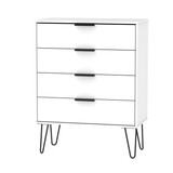 Hong Kong Matt White 4 Drawer Chest with Hairpin Legs