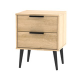 Hong Kong Nebraska Oak 2 Drawer Bedside Cabinet with Scandinavian Dark Legs