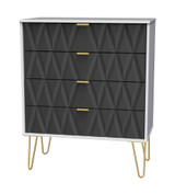Diamond Graphite White 4 Drawer Chest with Gold Hairpin Legs