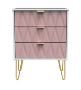 Diamond Kobe Pink 3 Drawer Midi Chest with Gold Hairpin Legs