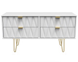 Diamond White 4 Drawer Bed Box with Gold Hairpin Legs Welcome Furniture