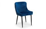 Luxe Pair of Blue Velvet Dining Chair 