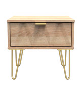 Diamond Bardolino 1 Drawer Bedside Cabinet with Gold Hairpin Legs Welcome Furniture