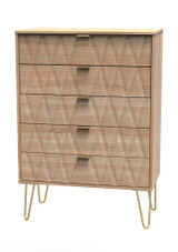 Diamond Bardolino 5 Drawer Chest with Gold Hairpin Legs Welcome Furniture