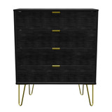 Hong Kong Black 4 Drawer Chest with Gold Hairpin Legs