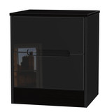 Monaco Black Gloss 2 Drawer Bedside Cabinet