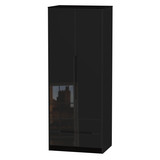 Monaco Black Gloss 2 Door 2 Drawer Wardrobe