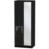 Monaco Black Gloss 2 Door Mirrored Wardrobe