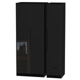 Monaco Black Gloss Triple Wardrobe (2 Door and 2 Door 2 Drawer)