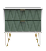 Diamond Labrador Green 2 Drawer Midi Chest with Gold Hairpin Legs