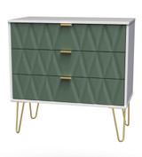 Diamond Labrador Green 3 Drawer Chest with Gold Hairpin Legs