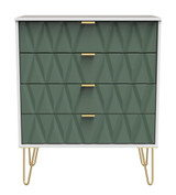 Diamond Labrador Green 4 Drawer Chest with Gold Hairpin Legs