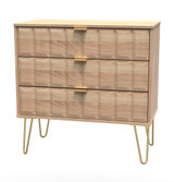 Cube Bardolino 3 Drawer Chest with Gold Hairpin Legs
