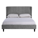 Amelia Grey Velvet Bed (4'6" Double)