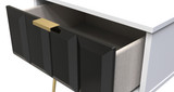 Cube Black and White Matt 1 Drawer Bedside Cabinet with Gold Hairpin Legs