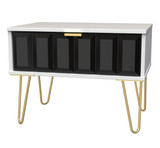 Cube Black and White Matt 1 Drawer Midi Chest with Gold Hairpin Legs Welcome Furniture