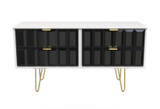 Cube Black and White Matt 4 Drawer Bed Box with Gold Hairpin Legs Welcome Furniture