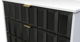 Cube Black and White Matt 3 Drawer Chest with Gold Hairpin Legs Welcome Furniture