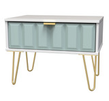 Cube Duck Blue and White Matt 1 Drawer Midi Chest with Gold Hairpin Legs Welcome Furniture